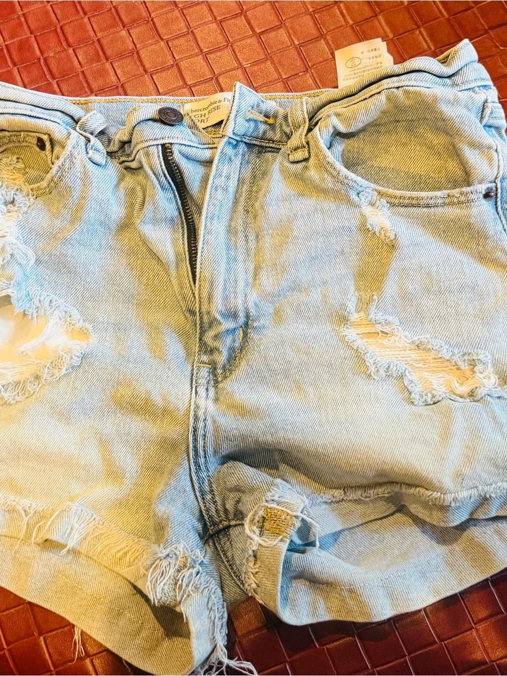 Abercrombie & Fitch Light Blue Distressed Denim Jean Shorts